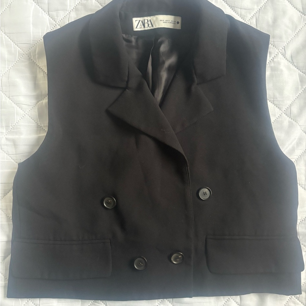 Zara Double-Breasted Black Women's Vest